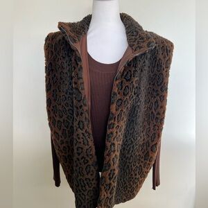 Vintage Cheetah Zip Up Vest - L/XL